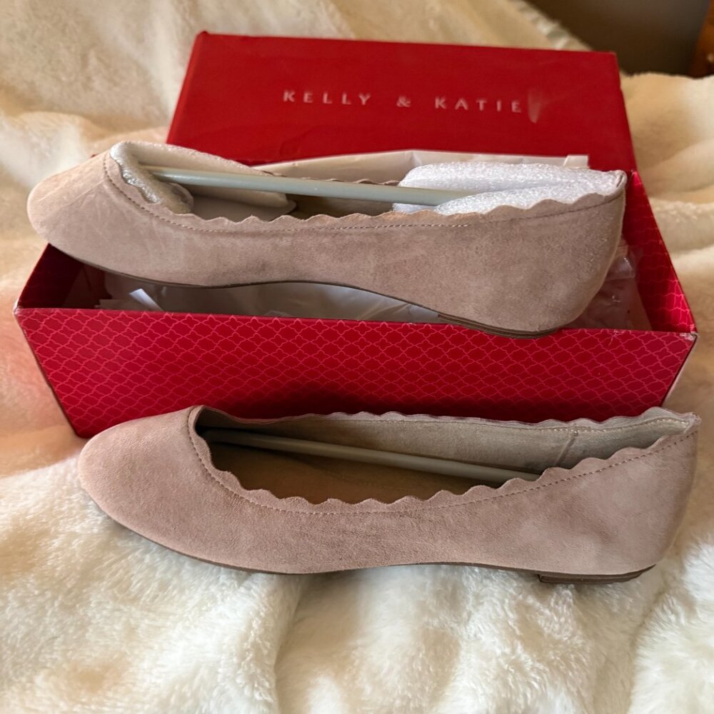 Kelly & Katie women's ballet flats pink/tan suede size 9